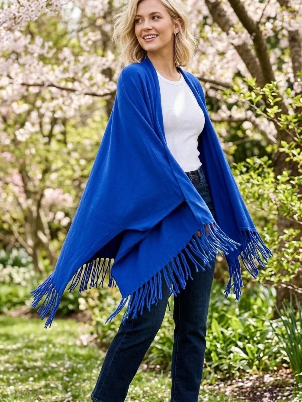Chelsea & Theodore Royal Blue Fringe Cardigan